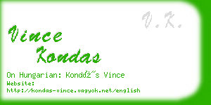 vince kondas business card